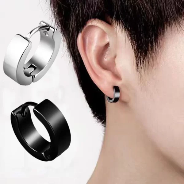 1 Pair Men Women Punk Stainless Steel Ear Circle Earring Simple Ear Buckle Gothic Fashion Jewelry Hot Selling Pop Jewelry - Image 2