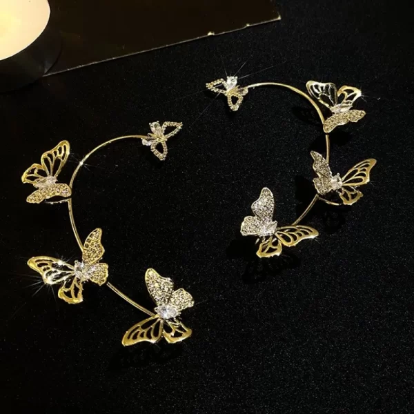 Design Hollow Butterfly Earrings Fashion Exquisite Single Ear Hook Women Girls Metal Rhinestones Ear Cuff Crystal Jewelry Gift - Image 17