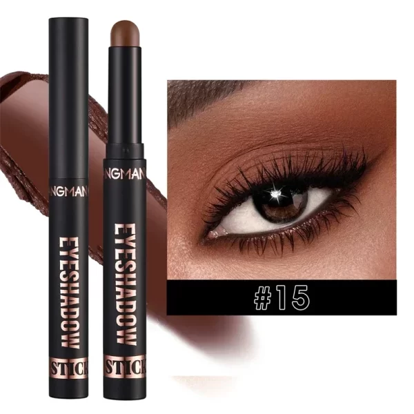 Glitter Brown Eyeshadow Pen Smoky Eyes Makeup Long Lasting Shimmer Matte Lying Silkworm Eyeshadow Pencil Highlighter Stick 1pc - Image 7