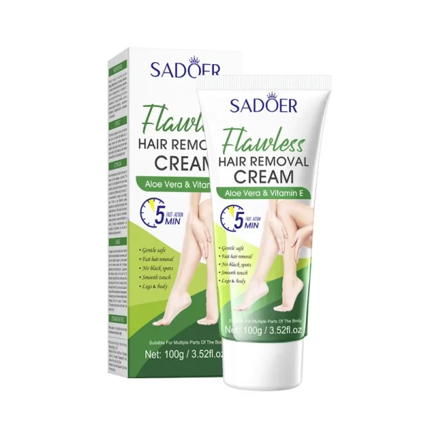 SADOER Cucumber Aloe Vera Rose Hair Removal Cream Non Irritating Quick Whole Body Axillary Armpit Arm Leg Privates Hair Remove - Image 7