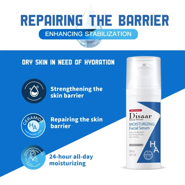Disaar Moisturizing Serum 50ml Hyaluronic Acid Ceramide Nicotinamide Essence Intensive Hydrating Fine Pore Brighten Skin Care - Image 4