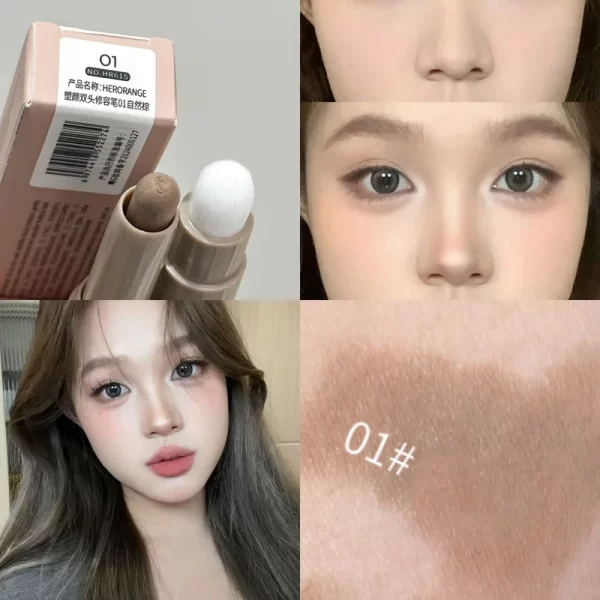 Nose Shadow Bronzers Contouring Makeup Pen Natural Grey Brown Three-dimensional Face Matte Shadow Cream Contour With Brush - Image 3