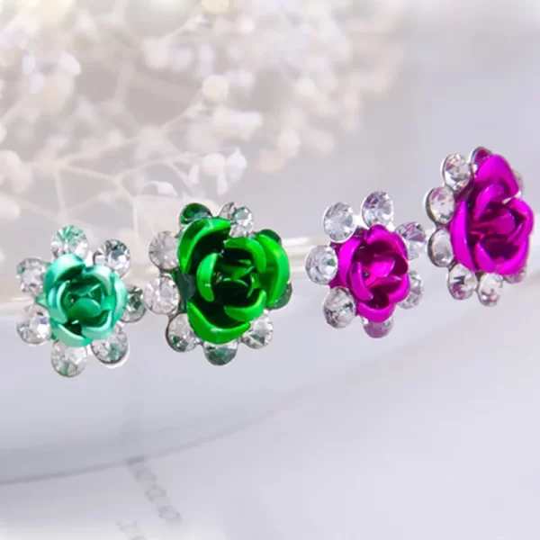 20pc/pack Women U-shaped Hair Fork Pin Crystal Rose Flower Hairclips Rhinestone Hair Stick Wedding Bridal Jewelry Headwear - Image 5