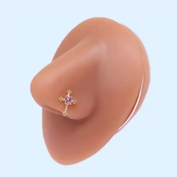 1Pcs 20G Stainless Steel L Shaped Nose Studs Ring for Women Fashion Cross Flower CZ Screw Nose Piercing Jewelry - Image 3