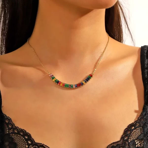 Fashion Crystal Heart Star Layered Pendant Necklace for Women Simple Gold Color Metal Rhinestone Choker Necklace Wedding Jewelry - Image 2