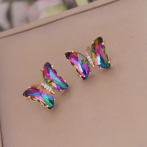 Cute 925 Silver Needle Crystal Colorful Butterfly Earrings For Women Girls Trendy Girl Friendship Insect Ear Studs Charm Jewelry - Image 4