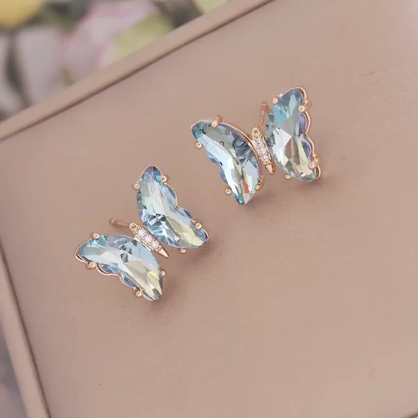 Cute 925 Silver Needle Crystal Colorful Butterfly Earrings For Women Girls Trendy Girl Friendship Insect Ear Studs Charm Jewelry - Image 9
