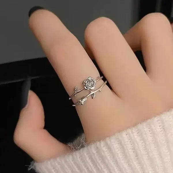 Vintage Goth Thorny Rose Couple Rings for Men Women Charm Irregularity Opening Stainless Steel Punk Finger Ring Jewelry Y2k Gift - Image 5