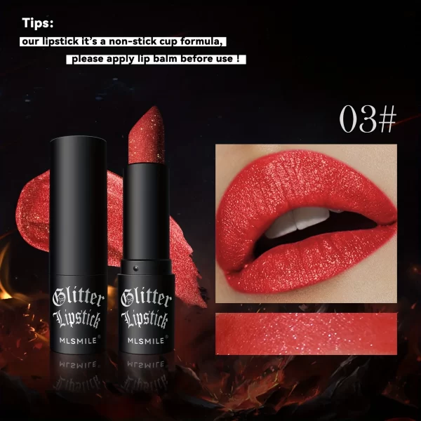 7 Colors Glitter Lipstick Hydrating Sparkling Shine Lip Color Nonstick Highly Pigmented Formula Gives Metallic Finish Lip Makeup - Image 11