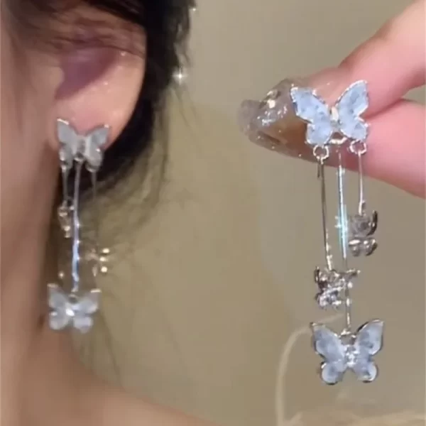 Elegant Red Zircon Butterfly Drop Earrings for Women Temperament Sweet Metal Bow Earrings Fashion Girl Jewelry Accessories - Image 8