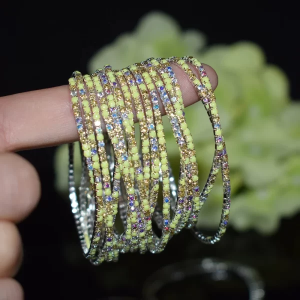 50pcs/Set Fashion Gold Multiple Colour Crystal Rhinestone Elastic Bracelet Bangle Bling Wristband Women Wedding Bridal Jewelry - Image 14