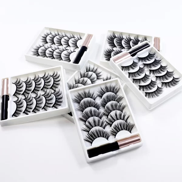REDSIREN 5Pairs Magnetic Eyelashes With Eyeliner Reusable Thick Natural Eye Lashes New 5Piece Magnet False Eyelashes - Image 3