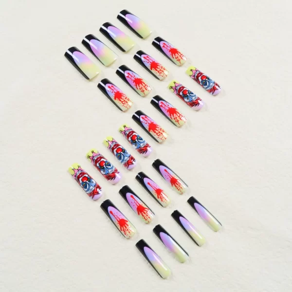 3D fake nails accessories for halloween party blood hand clown designs long french coffin tips faux ongles press on false nail - Image 6