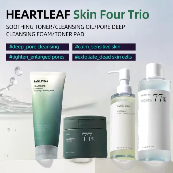 Heartleaf Skincare Set Facial Toner remove makeup Facial Serum Moisturizing Cleaning Pores For Women All Skin TypesSkin Care - Image 2