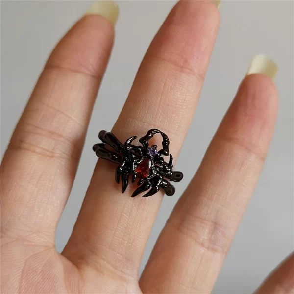 Gothic Punk Red Crystal Spider Star Geometric Irregular Heart Open Ring For Men Women Halloween Y2K EMO Jewelry Accessories Gift - Image 4