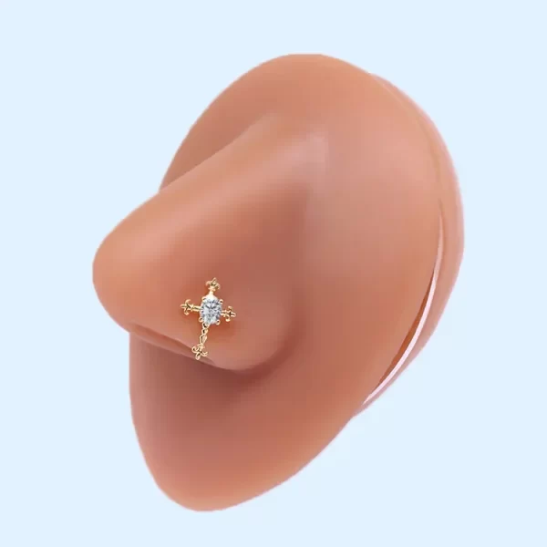 1Pcs 20G Stainless Steel L Shaped Nose Studs Ring for Women Fashion Cross Flower CZ Screw Nose Piercing Jewelry - Image 14