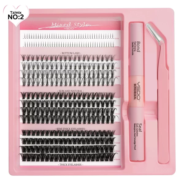 DIY Lash Extension Kit Lash Individual Lashes Clusters8-16mm With Waterproof Lash Bond And Seal Eyelash Tweezers Lash Kit - Image 12