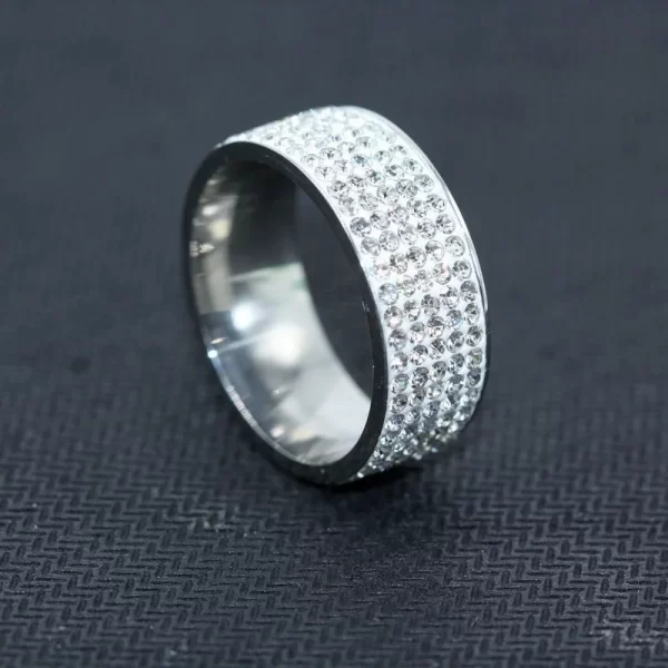 Shine Silver and Gold Color Women Ring Round Inlaid White Zircon Ring for Women Men Engagement Wedding Jewelry Gift - Image 2