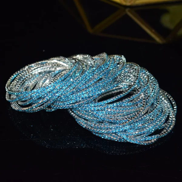 50pcs/Set Fashion Gold Multiple Colour Crystal Rhinestone Elastic Bracelet Bangle Bling Wristband Women Wedding Bridal Jewelry - Image 6