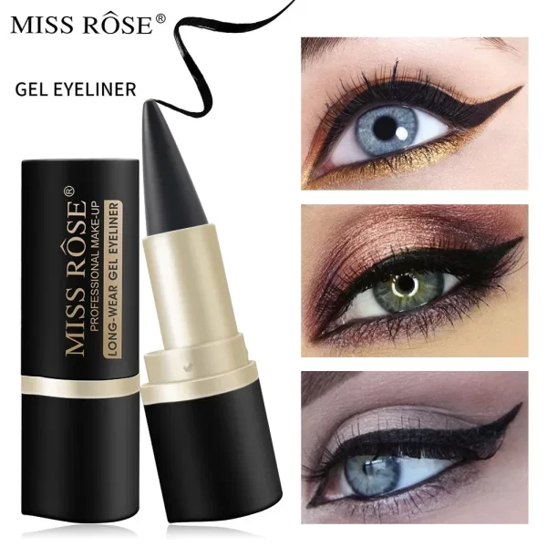 Miss Rose Black Long-Lasting Eye liner Pen Makeup 24-Hour Waterproof Gel Eye Shadow Eyeliner Pencil Kajal Eye Shimmer Cosmetics - Image 5