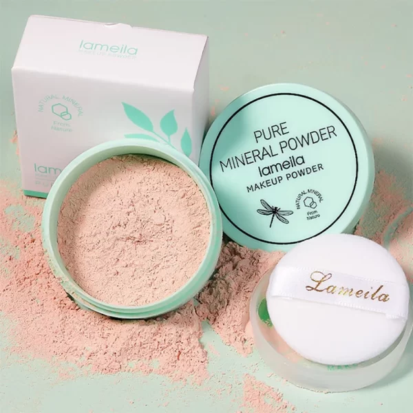 3 color facial loose powder, waterproof oil control honey powder, long-lasting makeup powder with powder puff - Image 2