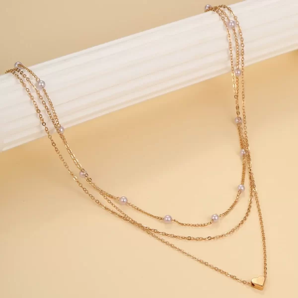 LATS Multilayer Pearl Cross Love Heart Pendant Necklaces for Women Gold Color Fashion Collarbone Neck Chain 2024 Trend Jewelry - Image 6