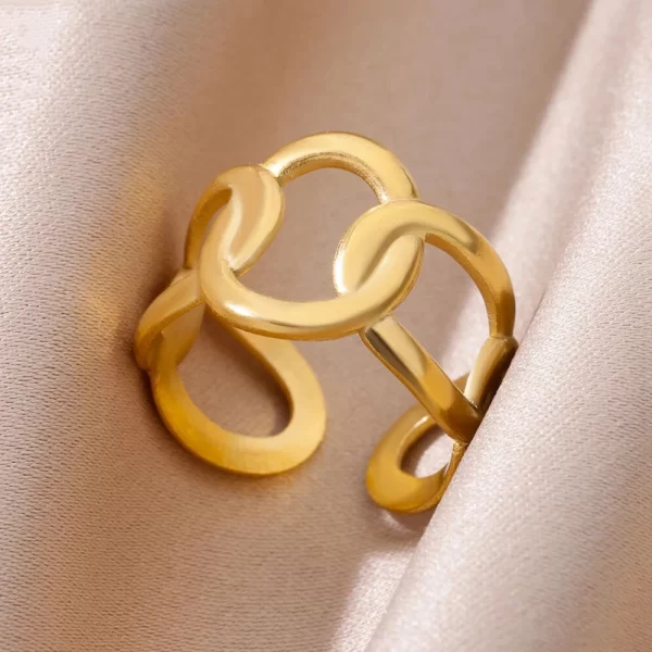Stainless Steel Rings For Women Men Gold Color Hollow Wide Open Ring Female Male Fashion Wedding Party Finger Jewelry Gift 2024 - Image 14