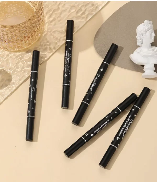 Dragon Ranee Double head Star Seal Eyeliner waterproof non-smudging novice heart plum embellished eye tail eyeliner - Image 5
