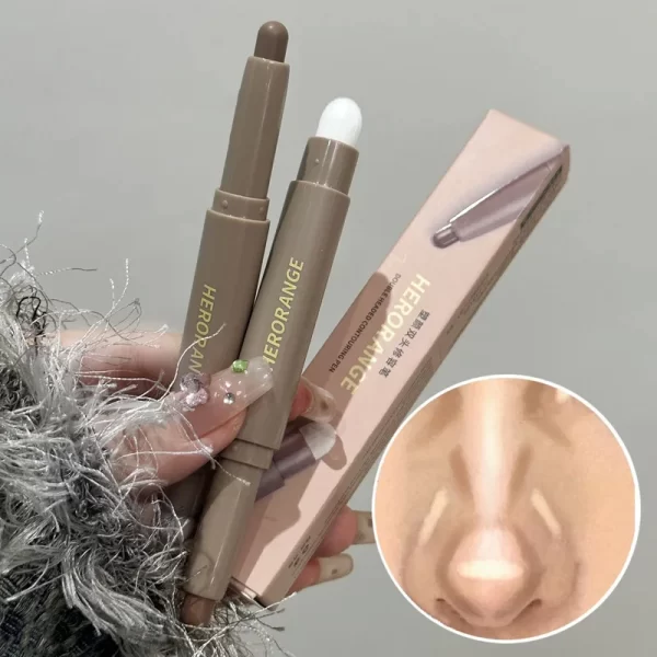 Nose Shadow Bronzers Contouring Makeup Pen Natural Grey Brown Three-dimensional Face Matte Shadow Cream Contour With Brush - Image 6