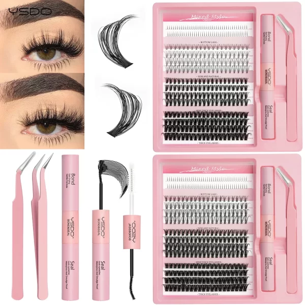 DIY Lash Extension Kit Lash Individual Lashes Clusters8-16mm With Waterproof Lash Bond And Seal Eyelash Tweezers Lash Kit - Image 2