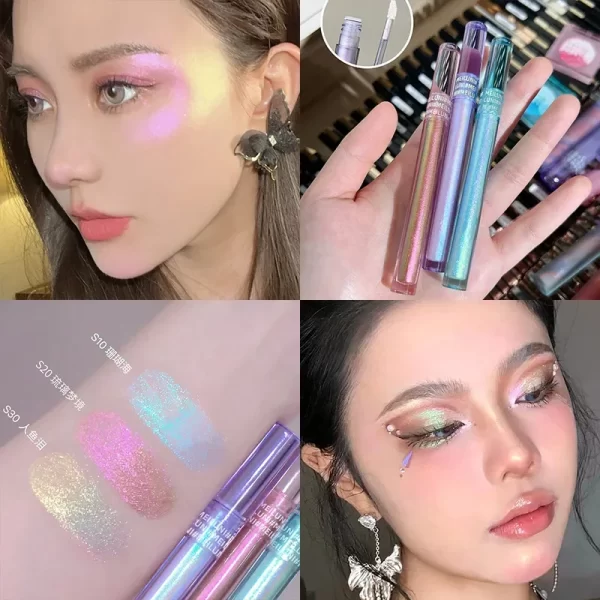 Glitter Highlighter Liquid Eye Shadow Multichrome Shimmer Eyeshadow Chameleon Eye Makeup High Gloss Pearl Shiny Eye Shadow - Image 3