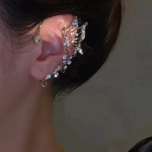 Korean Fashion Zircon Butterfly Elf Ear Cuff for Women Sparkling Zircon Crystal Without Piercing Clip Earrings Wedding Jewelry - Image 6