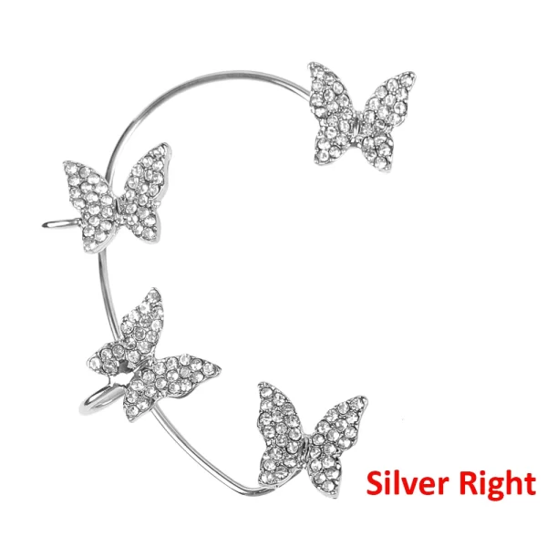Design Hollow Butterfly Earrings Fashion Exquisite Single Ear Hook Women Girls Metal Rhinestones Ear Cuff Crystal Jewelry Gift - Image 9