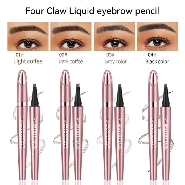 4 Fork Tip Eyebrow Pencil 3D Microblading Waterproof Dark Brown Natural Colour Fine Stroke Magic Eyebrow Pencil 2024 New Ladies - Image 5