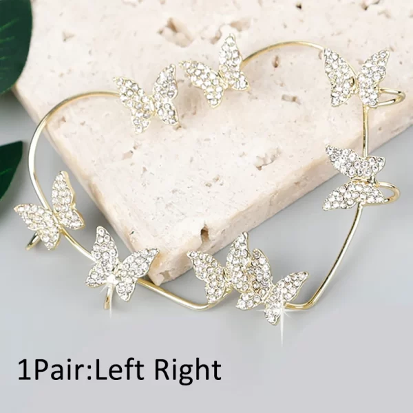 Design Hollow Butterfly Earrings Fashion Exquisite Single Ear Hook Women Girls Metal Rhinestones Ear Cuff Crystal Jewelry Gift - Image 10