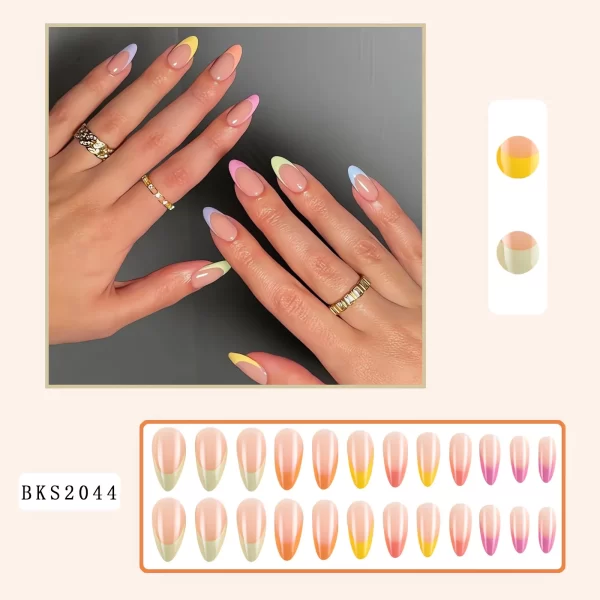 Floral Pattern Wearable Nails – Colorful Flower-Shaped Press-On Nail Tips for Fashionable Manicures - Image 3
