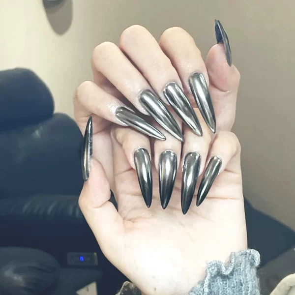 Wine Red Fake Nail Tips Long Pointed Head Glossy Press on Nails Wearable Full Cover INS Gradient Color False Nail Tips 24pcs - Image 8