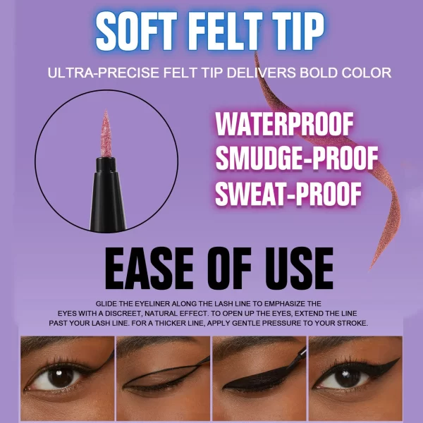 Diamond Shiny Eye Liner Eyeshadow Waterproof Quick-dry Silver Gold Metellic Pearlescent Liquid Eyeliner Silkworm Brighten Makeup - Image 3
