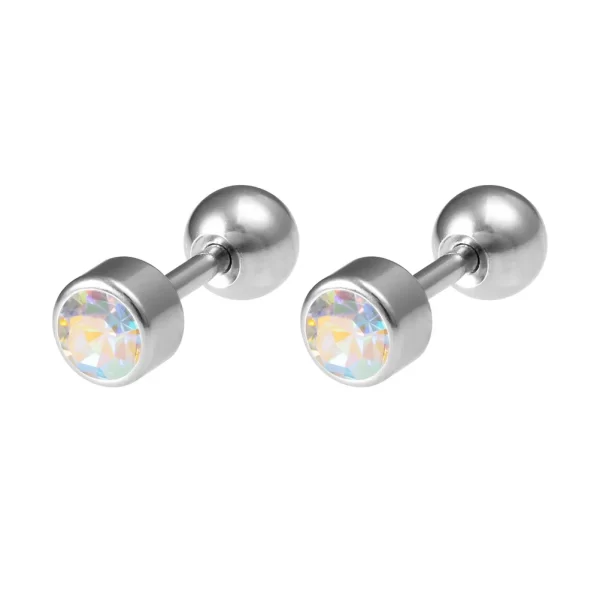 1 Pair Medical Stainless Steel Crystal Screw Round Ball Stud Earrings Ear Bone Nail Cartilage Earring Ear Piercing Body Jewelry - Image 7