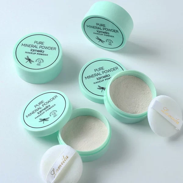 3 color facial loose powder, waterproof oil control honey powder, long-lasting makeup powder with powder puff - Image 6