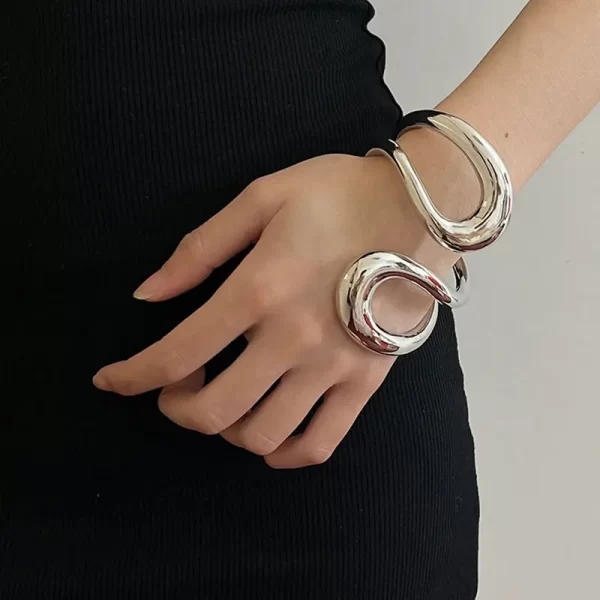 Vintage Hyperbole Metal Hollow Geometry Adjustable Open Bracelets Bangle For Women Men Hip-hop Punk Jewelry Party Accessories - Image 5
