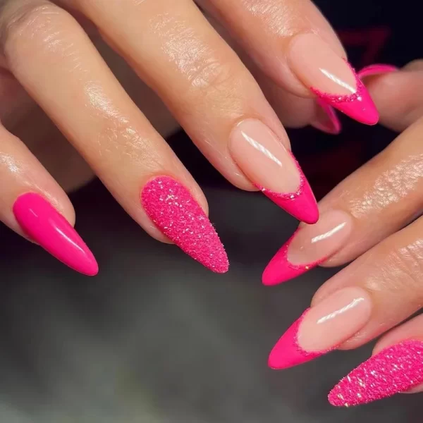 Sexy Charm Woman Black Frosted Snowflake Wearable Almond Shape Fake Nails Art Full Cover Finished False Nail Press on Nails Glue - Image 11