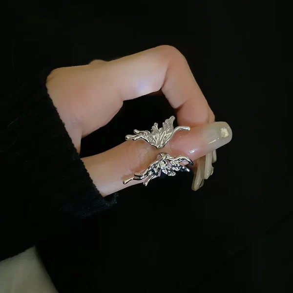 Punk Silver Color Metal Liquid Butterfly Rings Set For Women Gothic Hip Hop Irregular Wave Insect Finger Rings Aesthetic Jewelry - Image 7