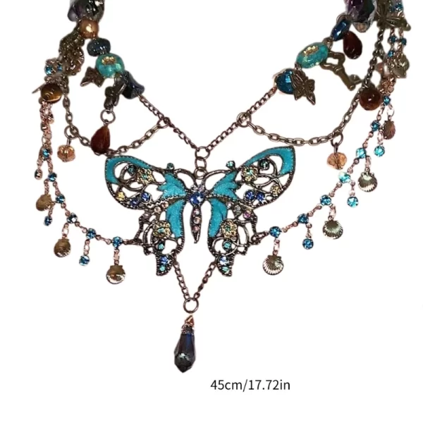 Dainty Butterfly Pendant Multiayer Waist Chain Elegant Beaded Body Chain Jewelry - Image 4