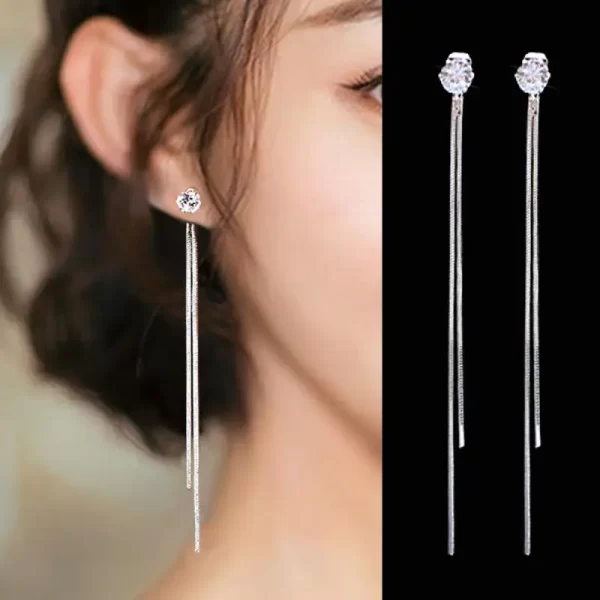 2023 Luxury Women's Earrings Rhinestone Fringe Hanging Zircon Earrings New Shiny Wedding Statement Party Jewelry Gifts - Image 12