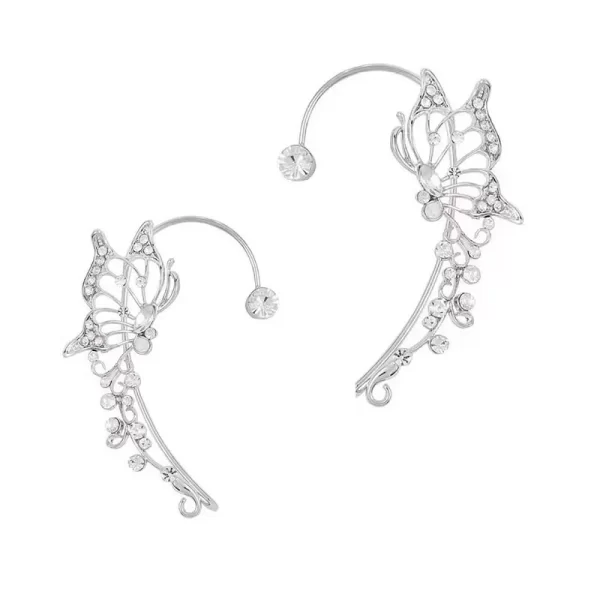 Gold Silver Color Metal Butterfly Ear Clips Without Piercing For Women Sparkling Zircon Ear Cuff Clip Earrings Wedding Jewelry - Image 8