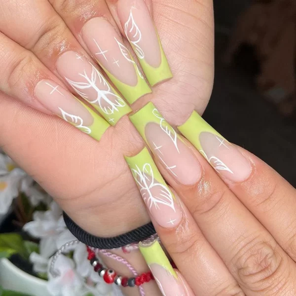 Hot New Women Girls 24Pcs Long Square Red French White Border Heart Full Coverage Wearable Fake Nail Press on Nail Art - Image 13