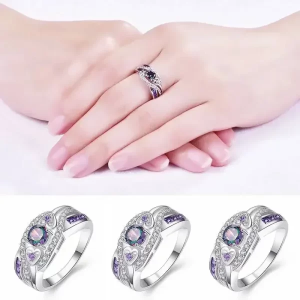 Latest Luxury Fashion Women's Jewelr Crystal from Austrian Shaped Cut Design WED Ring - Image 4
