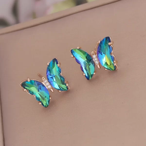 Cute 925 Silver Needle Crystal Colorful Butterfly Earrings For Women Girls Trendy Girl Friendship Insect Ear Studs Charm Jewelry - Image 8