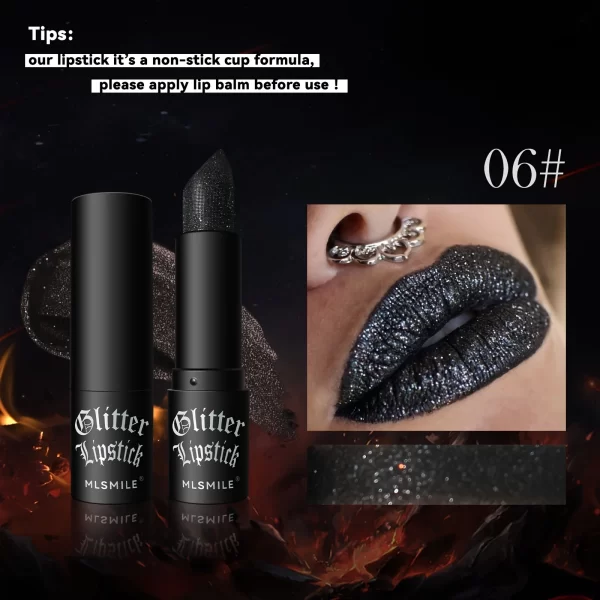 7 Colors Glitter Lipstick Hydrating Sparkling Shine Lip Color Nonstick Highly Pigmented Formula Gives Metallic Finish Lip Makeup - Image 12